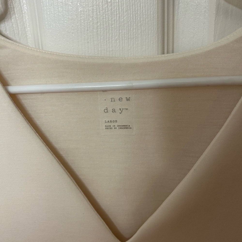 A New Day Soft Cream V-Neck Blouse